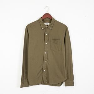Buck Mason Men's Button Down Shirt Olive Green Cotton twill size Medium